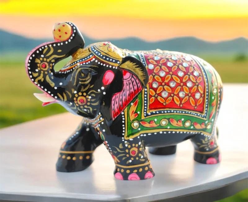 Black & Red Elephant Figurine – Home, Office, Pooja & Gift Décor
